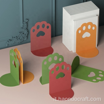 Mensola in ferro con supporto per libri creativo con stampa della zampa di gatto